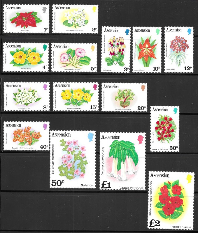 Ascension Scott 274-288 MNH Flower Set of 1981 Complete