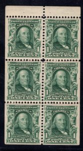 MOMEN: US STAMPS #300b BOOKLET PANE MINT OG LH LOT #87569*