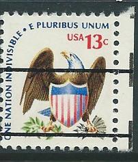 US#1596  13c  Eagle & Shield Pre-Cancelled CV $0.25