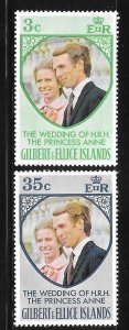 Gilbert & Ellice islands 1973 Princess Anne's wedding Sc 216-217 MNH A2918