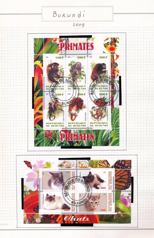 Burundi 1992/2010 Wildlife Cats Dogs Dinosaurs Birds Used Sheets 35+ DAB 847