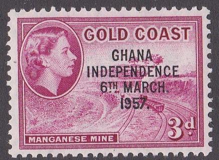 Ghana # 8 Independence Overprint on Gold Coast Stamp, NH