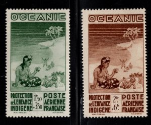 French Polynesia Scott CB2-3 MH* Mother and Child on beach stamp set