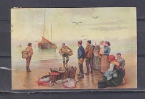VICTORIA, CLUNES 147 duplex, 1908 British ppc. Fishing Boat & Catch,