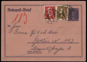 Germany 1929 Berlin 40pf Leibniz Rohrpost Pneumatic Mail Cover Germania 82929