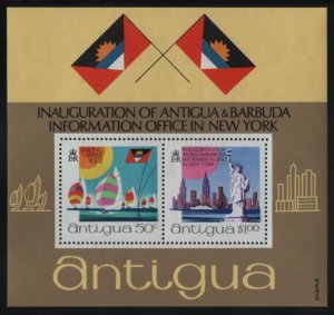 Antigua 1972 MNH Sc 303a Sailboats, Statue of Liberty Sheet of 2