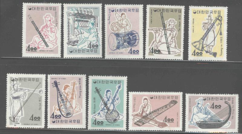 Korea Scott 417-426 MNH** 1963 Musical Instrument set post office fresh Hi CV