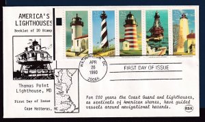 1990 Lighthouses 5 different designs Sc 2474a full pane FDC with RSK cachet