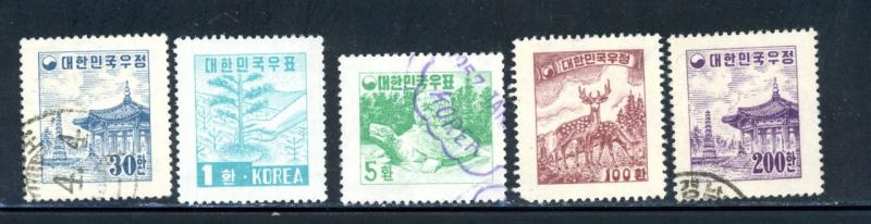 Korea Scott # 203, 203a, 203c, 203d, 203e used