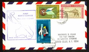 THAILAND 1968 PAN AM Bangkok to Sydney Australia Cachet FFC Cover 3 Stamps