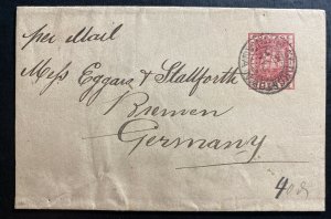 1890 Georgetown British Guiana Wrapper Cover To Bremen Germany
