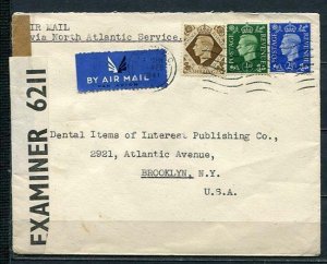 Great Britain 1941 Cover London to USA Revenue Censored (Examiner 6211) b3118