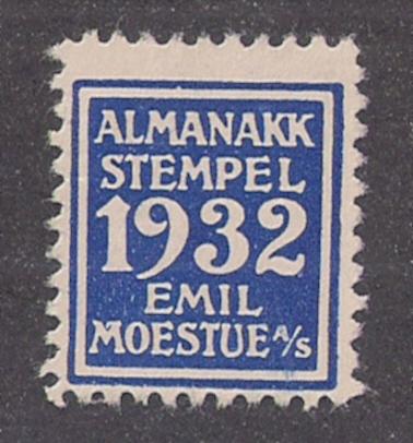 Rare Norway 1932 Almanac Stamp Revenue Emil Moestue Almanakk