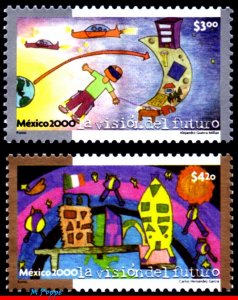 2186-87 MEXICO 2000 VISION OF THE FUTURE, CHILDREN DRAWING, MI# 2836-37, SET MNH