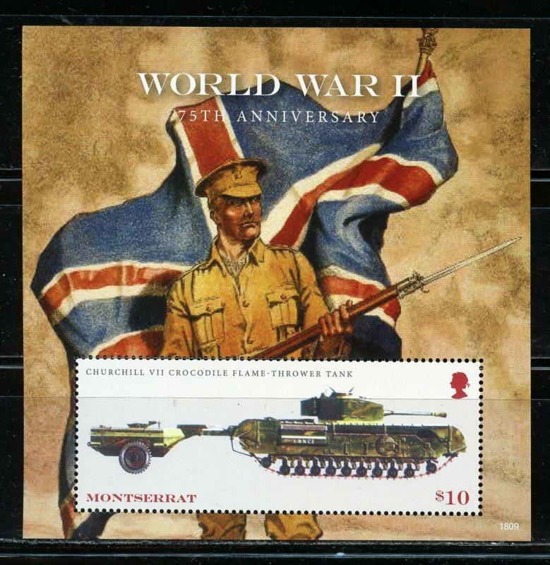 MONTSERRAT 2019  75th ANNIVERSARY OF WORLD WAR II  S/ SHEET  MINT NEVER   HINGED 