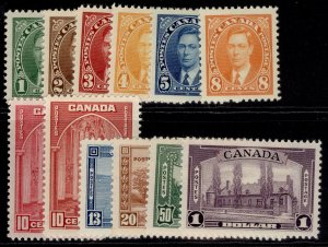 CANADA GVI SG357-367, 1937-38 PERF 12 set, NH MINT. Cat £180.