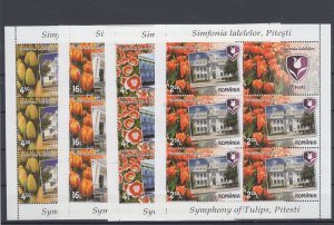 ROMANIA STAMPS 2017 TULIPS LALELE MNH SHEET FLOWERS PITESTI CITY