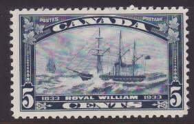 Canada-Sc#204- id8-unused hinged og 5c Royal William-Ships-1933-  