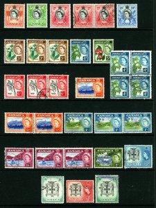 Jamaica #159 - #173 1956 Queen Elizabeth Mini-Set MH & Used 23 Items.