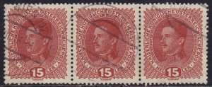 Austria - 1917 - Scott #168 - used strip of 3 - WIEN 107 pmk