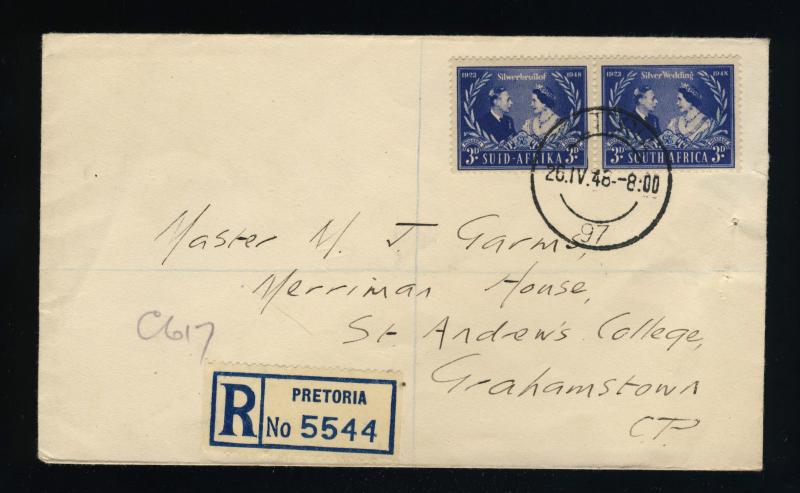 SOUTH AFRICA - 1948 - SG 125 USED BILINGUAL PAIR ON REGISTERED FDC