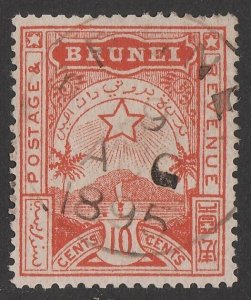 BRUNEI 1895 Star & Local Scene 10c orange-red.