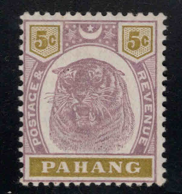 MALAYA-Pahang Scott 15 Mint Hinged, MH* 1895 scarce Tiger stamp.