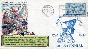 US  PATRIOTIC Fluegel John Paul Jones Unaddressed Bicentennial cover