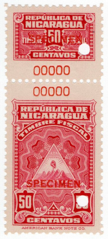 (I.B) Nicaragua Revenue : Duty Stamp 50c (ABN Specimen)