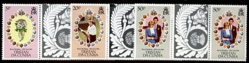 Tristan Da Cunha 294-6 Gutter Pairs MNH Charles & Diana Wedding, Flowers