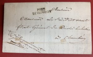 France, 1843, Stampless Cover/Folded Letter from Pont Beauvoisin to Chamberly