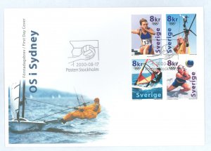 Sweden 2395 2000 Sydney Summer Olympics, Pane Of 4, Sports On A Cacheted, Unaddressed FD Cover