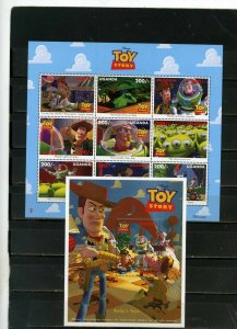 UGANDA 1997 WALT DISNEY TOY STORY SHEET OF 9 STAMPS & S/S MNH 