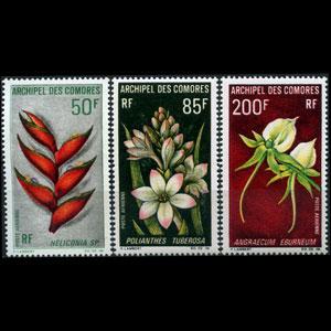 COMORO IS. 1969 - Scott# C26-8 Flowers Set of 3 NH