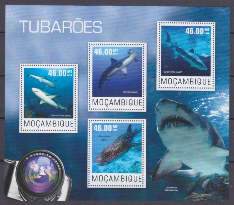 2014 Mozambique 7570-7573KL Marine fauna - Sharks 10,00 €