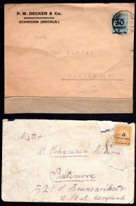 GERMANY TO US 1925 5 MILLIARDEN BLOCK OF 15 AND SINGLE TIED TO BALTIMORE ARRIVAL