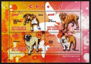 (B2) CONGO 2013 Dogs / Chiens / Hunde MINT