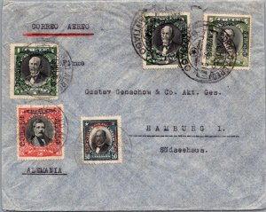 SCHALLSTAMPS CHILE 1932 AIRMAIL COVER MULT FRANKING ADDR GERMANY CANC SANTIAGO