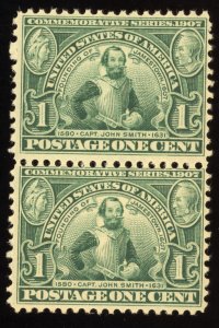 US Scott 328 Mint NH OG Pair 1c green Lot AM1010 bhmstamps