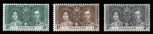 Nyasaland Protectorate #51-53S (SG 127-129s) Cat£130, 1937 Coronation, set o...