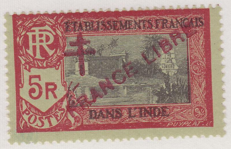 FRENCH INDIA MNH Scott # 176 - stamped initials (1 Stamp) -1