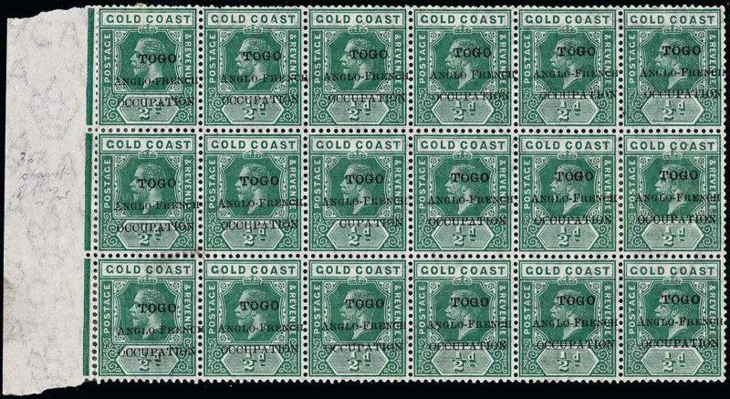 Togo Scott 66-66 Variety Gibbons 34-34e Block of Stamps