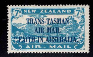 New Zealand Scott C5  MH* airmail stamp ,TRANS-TASMAN overprint