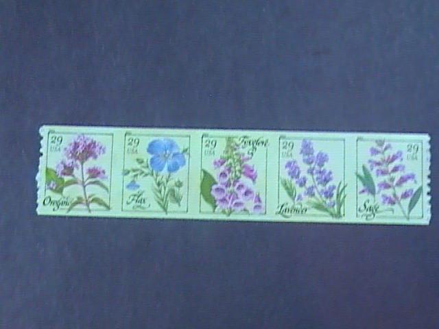 U.S.# 4513-4517-MINT/NEVER HINGED- COIL STRIP OF 5--FLOWER/HERBS --2011