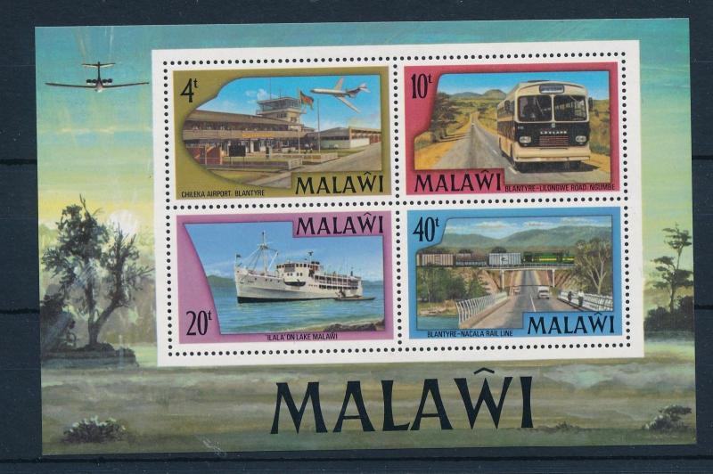 [50786] Malawi 1977 Transport Airport Bus Train Boat MNH Sheet