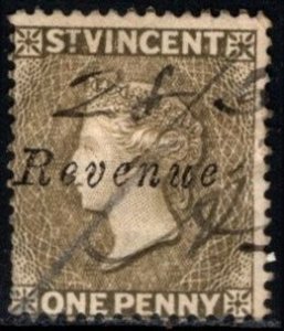 1882 St. Vincent Revenue One Penny General Tax Duty Stamp Used