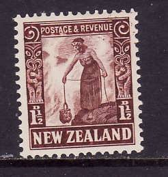 New Zealand-Sc#187- id2-unused light hinged 1&1/2p red brown-1935-