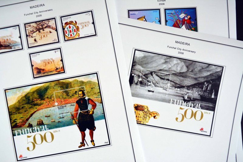 COLOR PRINTED MADEIRA 1868-2010 + 2011-2020 STAMP ALBUM PAGES (98 illust. pages)