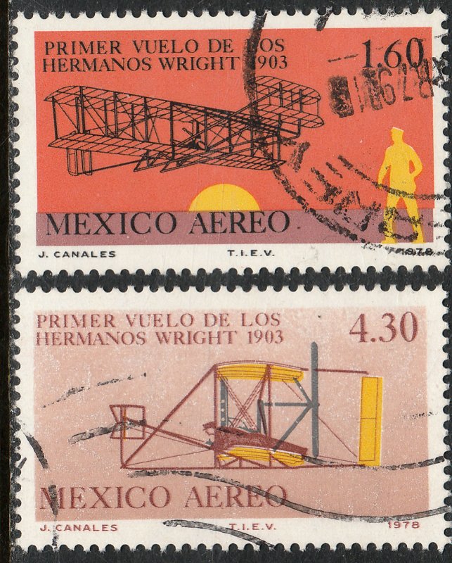 MEXICO C590-C591, 75th Anniv 1st powered flight by Wright USED F-VF. (821)