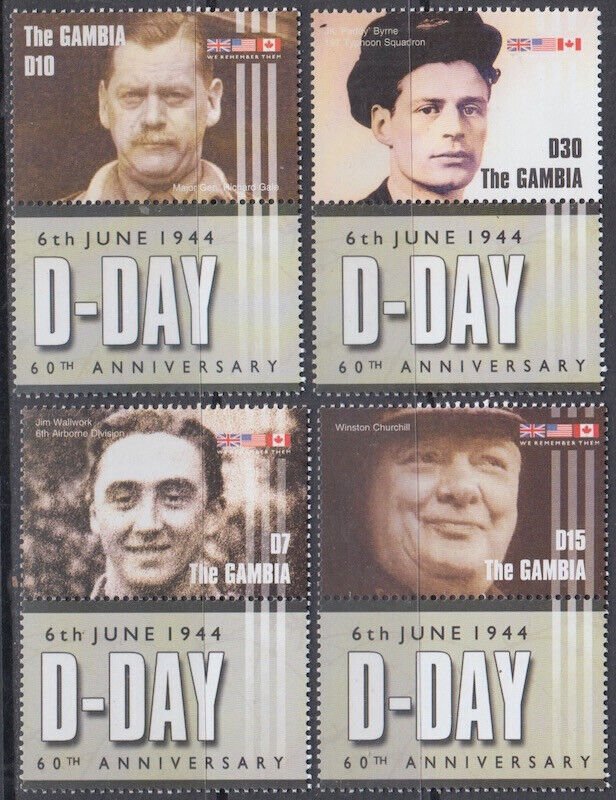 GAMBIA Sc# # 2847-50 CPL MNH SET of 4 - WORLD WAR II D-DAY